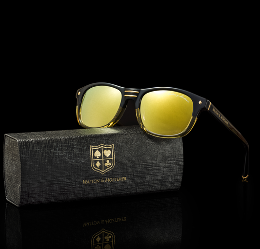 Luxury Eyewear The Showrunner Black Gold Edition wayfarer Sunglasses ,WALTON & MORTIMER