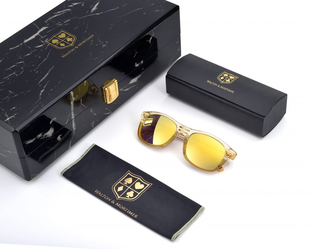LUXURY EYEWEAR THE SHOWRUNNER TRANSPARANT GOLD EDITION wayfarer Sunglasses ,WALTON & MORTIMER