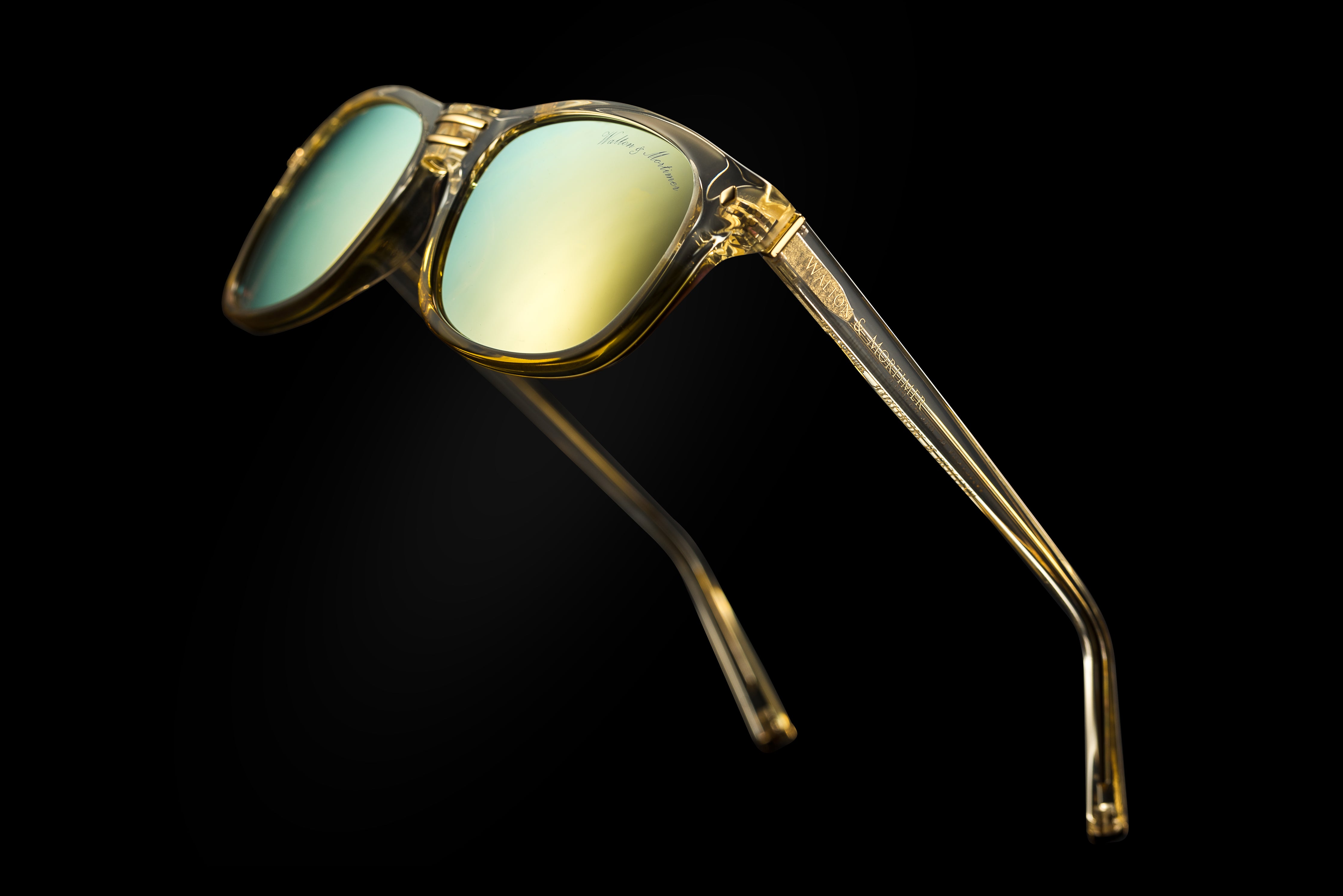LUXURY EYEWEAR THE SHOWRUNNER TRANSPARANT GOLD EDITION wayfarer Sunglasses ,WALTON & MORTIMER