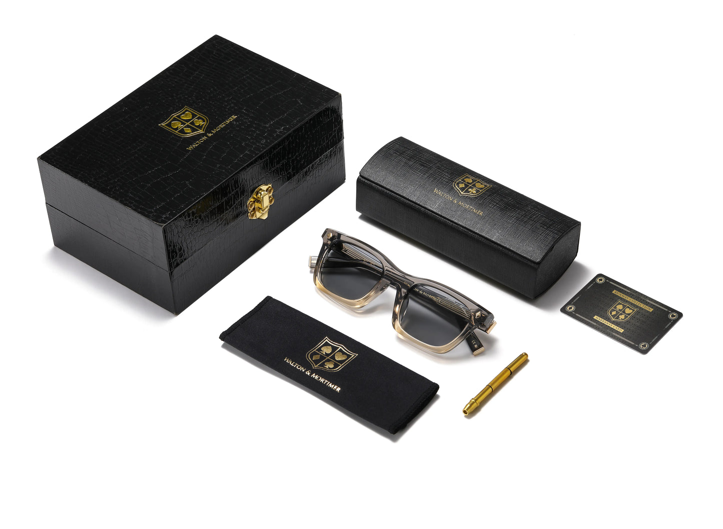 Walton & Mortimer NO. 54: "Inferno" Transparent Gray Sunglasses