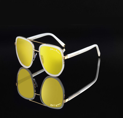 LUXURY EYEWEAR “NUMBER ONE” WHITE EDITION aviator sunglasses , WALTON & MORTIMER®